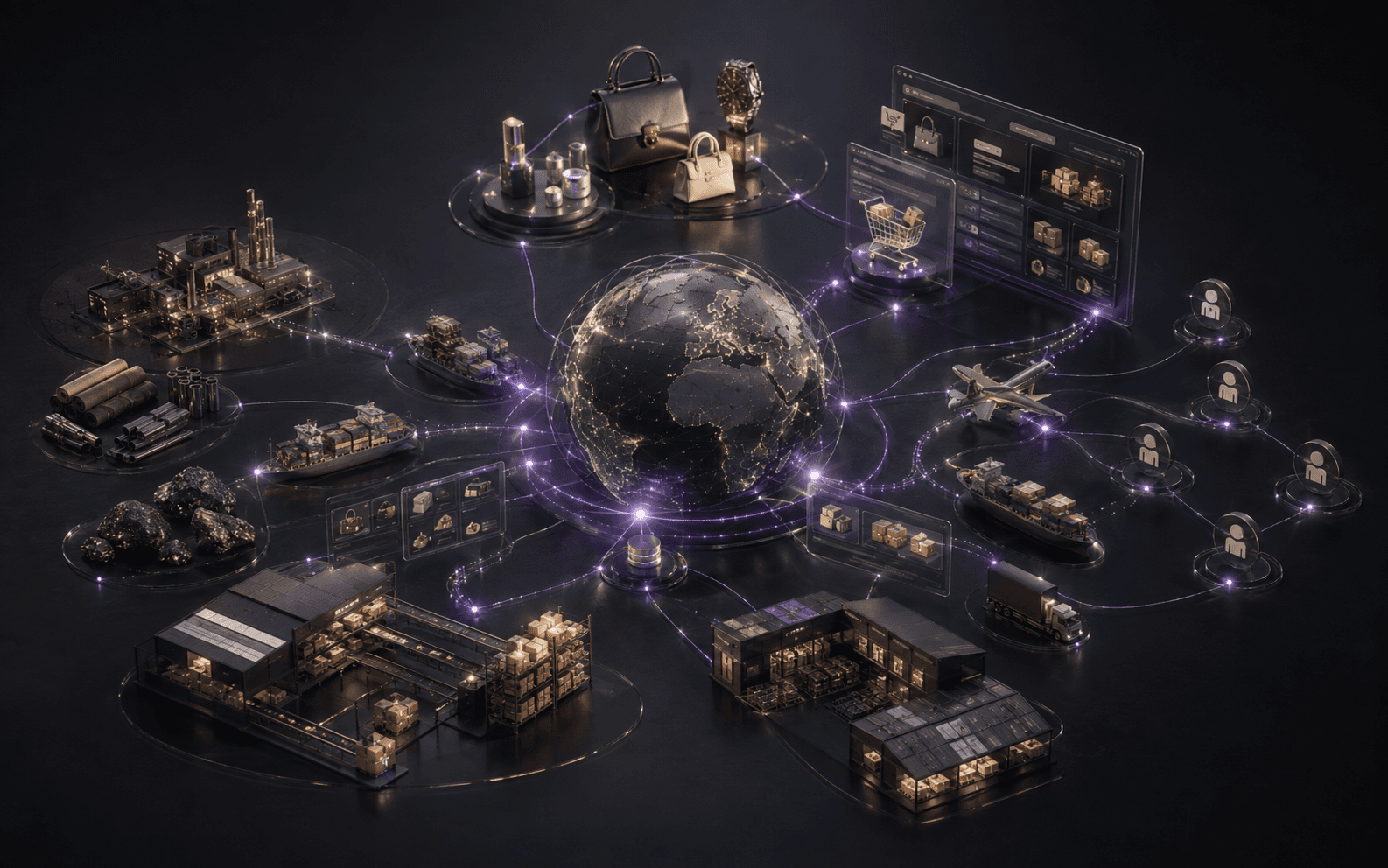Retail products and marketplace listings connected to fulfilment routes
